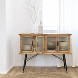 Made In Meubles Buffet vitrine en Bois de Sapin et Verre strié 4 Portes Nicole - Buffet & Vaisselier - Buffet 36 x 120 x 87.5 cm