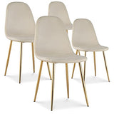 INTENSE DECO Lot de 4 chaises Bali Velours Beige Pieds doré