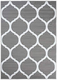 TAPISO Luxury Tapis de Salon Chambre Salle à Manger Adulte Bureau Design Moderne Gris Blanc Géométrique Motif Trèfle Marocain Poil Court Fin Doux Résistant 250 x 300 cm