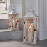 Lights4fun LED Lanterne Folkestone en Bois avec Bougie TruGlow®