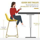 HOMCOM Lot de 2 Tabouret de Bar Chaise de Bar Velours avec Repose-Pieds Hauteur 103 cm - Pieds métal doré - Jaune
