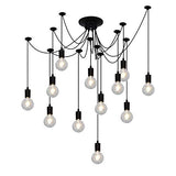 Moderne nordique rétro Edison ampoule lustre Vintage grenier antique réglable bricolage E27 Art araignée plafonnier (Noir, 12 lumières)