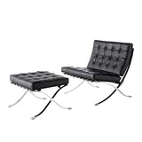 X&JJ Chaise pliante style Barcelone du milieu du siècle - Chaise de loisirs avec ottoman, chaise de salon classique moderne pour le salon, le bureau