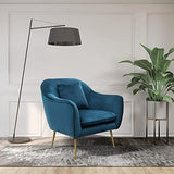 Fauteuil de salon | Fauteuil moderne en velours | Fauteuil de relaxation pour chambre | Chaise longue et cocktail | Fauteuil de lecture confortable, fauteuil capitonné Ralph par JD Elegance, bleue