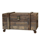 chemin_de_campagne Coffre à roulettes Malle en Bois Style Brocante 90 cm x 56 cm x 55 cm