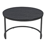 [en.casa] Set de 2 Tables Basses Rondes Gigognes Table de Salon Panneaux de Particules Métal Tailles Différentes Noir
