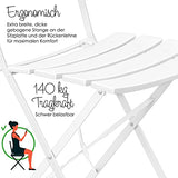 KESSER® Bistroset Set de 3 pièces table de bistrot avec 2 chaises pliantes - Ensemble de meubles de balcon - Meuble de jardin - Ensemble de meubles de jardin - En métal - Blanc