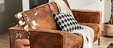 Canapé Vintage 3 Places Cuir Marron Cognac Aspect Vieilli et métal Noir Sonny
