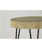 Pomax Table Basse Ronde en Bois et Métal - Hauteur 46cm x diamètre 35cm