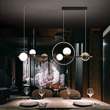 Suspension LED Lampe à suspension à intensité variable Table à manger Lustre réglable en hauteur Abat-jour en acrylique Éclairage en métal avec télécommande Salon Café Bar Cuisine Lampe or noir