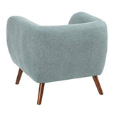 AltoBuy Marvel - Fauteuil Club Tissu Bleu Clair Pieds Bois