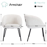 Wahson Fauteuil à Manger Chaise de Salle à Manger Chaise de Loisirs Chaise en Velours pour Chambre à Coucher/Coiffeur (Blanc-Fausse Fourrure)