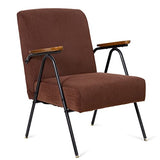 Fauteuil rembourré pour chambre à coucher avec structure en métal inoxydable Marron