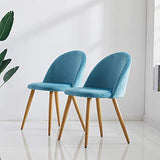 OFCASA 4 x Moderne Chaises de Salle à Manger Velours Bleu Tissu Chaise de Cuisine Rembourrée avec Pieds en Métal Chaises de Salon Meubles