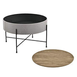 [en.casa] Table Basse Ronde avec Plateau Amovible Panneaux de Particules Textile Métal Couleur Bois Gris Noir 40 x 60 cm