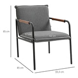 HOMCOM Fauteuil de Salon Assise revêtement synthétique avec accoudoir Structure en Acier Charge Max. 150 Kg 65,5l x 85P x 85H cm Gris