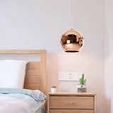 Huahan Haituo Abat-jour Moderne Cuivre Miroir Lustre Boule Suspension globe en Chrome avec fil 120CM(Cuivre, 15cm)