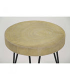 Pomax Table Basse Ronde en Bois et Métal - Hauteur 46cm x diamètre 35cm
