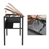 HOOBRO Bureau, Table à Dessin, Table Informatique, Table d’étude avec Dessus Inclinable, avec Pochette de Rangement Amovible et Étagère, Bandes Antidérapantes, Stable, Montage Facile EBF55DN01