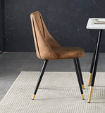 MEUBLE COSY Lot de 4 Chaises de Salle à Manger Rétro Fauteuil Assise rembourrée en suédine Piedsen Métal Noir, Style Industriel, Marron et Or, 52,5x49,5x83cm
