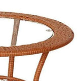 Zidao Rotin Table Basse Ronde, Plateau en Verre Cadre en Acier Tablette inférieure Patio mobi Petite Table thé Table Ronde Table de Loisirs Simple Moderne,Marron