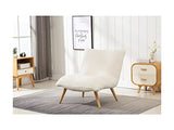 Vente-unique Fauteuil en Tissu Sherpa Effet Peau de Mouton Pepita - Blanc