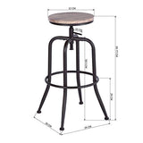 HOUSE IN BOX.COM Lot de 2 Rond Tabourets de Bar Chaise de Bar Taboure Pivotant Hauteur Réglable Rotatif à 360 Dégrées Siège Repose-Pieds Style Industriel pour Bar Comptoir Cuisine (Chêne)