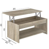 Marque Amazon - Movian - Table basse avec plateau relevable et petite étagère Aggol Modern, 50 x 100 x 44, Effet Chêne
