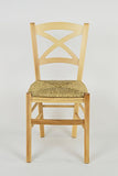 t m c s Tommychairs - Set 2 chaises Cross pour Cuisine, Bar et Salle à Manger, Robuste Structure en Bois de hêtre peindré en Couleur Naturelle et Assise en Paille