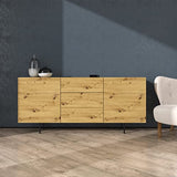 Target Home Buffet Loft Oak Wotan 2 portes avec pieds en métal (2 portes et 3 tiroirs)