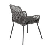 Juskys Ensemble de 2 chaises de Jardin Kastos en Corde - Chaise d'extérieur avec accoudoir et Coussin - Chaise de Jardin supportant 150 kg - Jardin, Balcon - chaises Grises