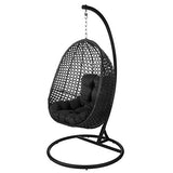 Tousmesmeubles Chaise Suspendue Acier/Rotin Noir - AVATORU n°2 - L 102 x l 102 x H 190 - Neuf