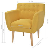 vidaXL Fauteuil pour Salon Chambre Bureau Tissu Jaune Sofa Chaise Maison