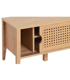 CaliCosy Meuble TV avec 2 Portes coulissantes décor rotin
