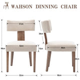 Wahson Lot de 4 Chaises de Salle à Manger en Tissu de Lin Chaise de Cuisine avec Pieds Bois, Chaises de Salon Rembourrées Style Vintage (Crème)