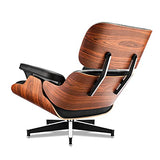 Fauteuil et Ottoman de mi-siècle, Chaise Moderne au Design Classique, Bois de Palissandre en Cuir à Grain supérieur, Version Grande