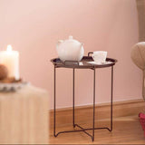 Relaxdays 10020503  Table d'appoint HxlxP: 54,5 x 45 x 45 cm petite table de service plateau amovible déco métal table cocktail table pliante, Marron