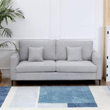 HOMCOM Canapé 3 Places Grand Confort - Rembourrage épais en Mousse Haute densité 25D - 2 Coussins - Piètement en métal Noir Tissu Aspect Lin Gris Clair