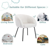 Wahson Fauteuil à Manger Chaise de Salle à Manger Chaise de Loisirs Chaise en Velours pour Chambre à Coucher/Coiffeur (Blanc-Fausse Fourrure)