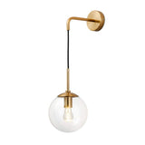 I-xun Applique murale boule de verre Lampes murales en laiton E27 Douille Goutte Abat-jour luminaire Veilleuse pour le salon, la chambre à coucher (Clair, 20cm)