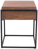 Marque Amazon - Rivet - Table d'appoint à 1 tiroir, en noyer et à structure en métal noir, 43 x 43 x 52 cm