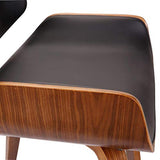 folk Style rétro Simili Cuir à Manger Chaise de Bureau en Bois Finitions Noyer (Noir Faux Cuir/Coussin de siège rectangulaire)