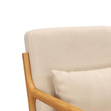 HOMCOM Fauteuil de Salon avec Cadre en Bois Massif Fauteuil Lounge - Assise Profonde - accoudoirs - Aspect Velours Beige