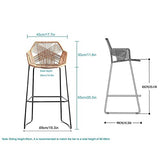 HPTK Tabouret De Bar, Lot De 2, Tabouret De Bar en Rotin Tissé À La Main, Chaise De Comptoir avec Dossier, Tabourets De Salle À Manger pour Le Petit-déjeuner, pour Piscine/Café/Cuisine