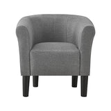 [en.casa] Fauteuil Chaise Siège Tissu Polyester Plastique Gris 70 x 70 x 58 cm