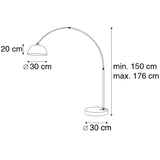 QAZQA arc-basic - Lampe arquée Moderne - 1 lumière - H 1700 mm - Chrome - Design,Moderne,Rétro - Éclairage intérieur - Salon