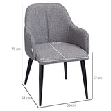 HOMCOM Lot de 2 chaises de Salle à Manger en Tissu et piètement Acier - Assise enveloppante - Gris foncé