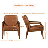 Yaheetech Fauteuil Salon Confortable Cadre Métal Fauteuils et Chaises pour Salon Siège Bien Rembouré 1/Marron Clair