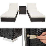 TecTake 2X Chaise Longue Bain de Soleil + Table en Aluminium et Résine Tressée + Deux Set de Housses + Housse de Protection - diverses Couleurs au Choix - (Noir | no. 401500)