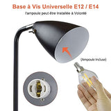Depuley Lampadaire en Métal Fer, Noir Mat Lampadaire sur Pied Rétro Flexible de Bureau et Salon, Design Classique et Nostalgique，Lumière chaude,Métal noir, Ampoule E14 3000k.（Amouple Incluse）